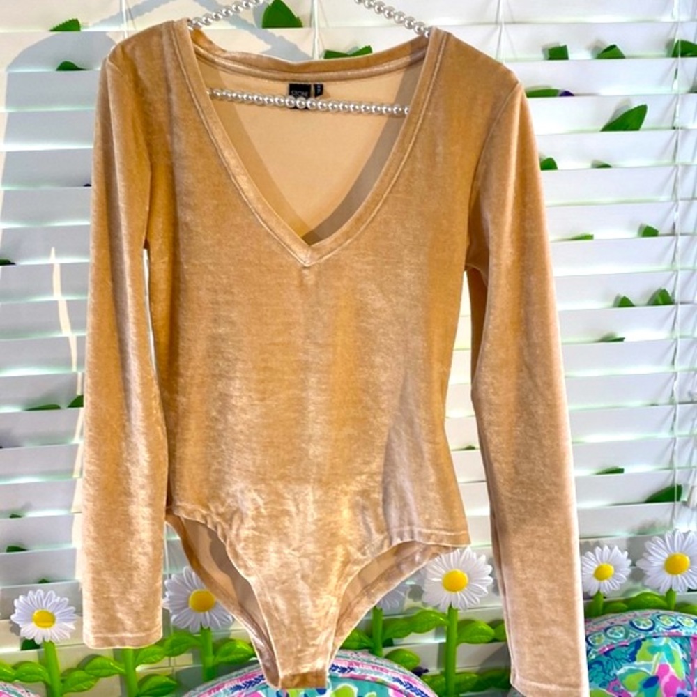 Fawn colored velvet bodysuit